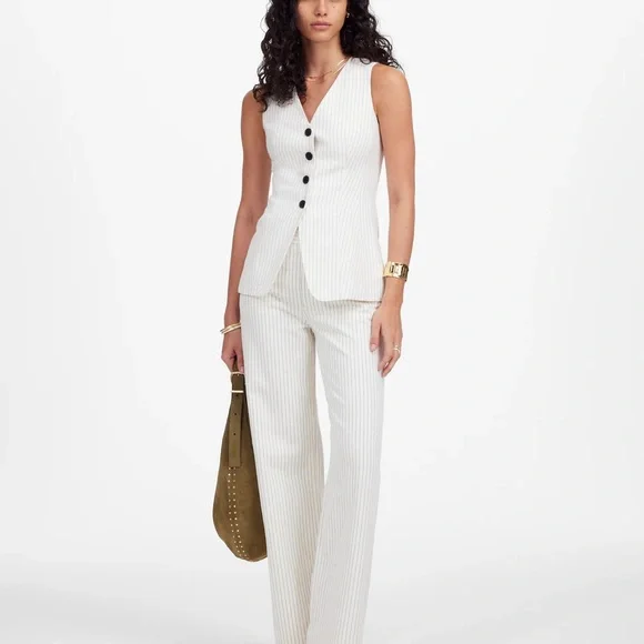 Madewell Pin striped Cutout vest size 12 NWT - Picture 2 of 8